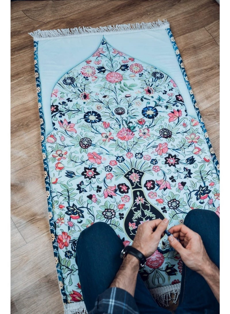 i diD Premium Prayer Mat for Adults, Ultra-Sot with thickness 2 CM, very comfortable for knees and forehead, anti-slip, with an elegant Islamic design, with a rosary and an authenticated copy of the Holy Quran, giving you a sense of comfort and reverence, Elegant Muslim Gift for Hajj, Ramadan, and Eid or any Event - Image 4